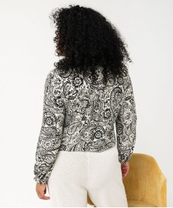 Chemise à manches longues imprimée femme grande taille